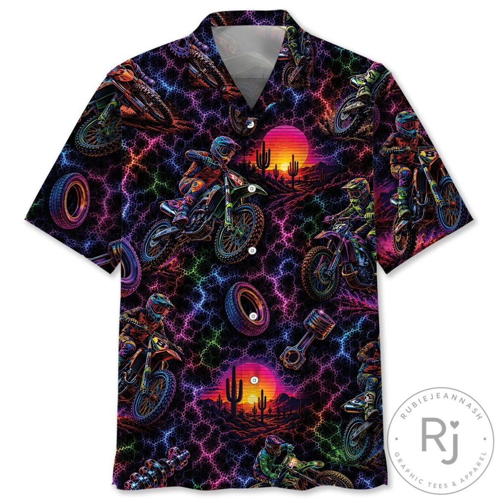 Midnight Motocross Neon Desert Dirt Bike Hawaiian Shirt Midnight Motocross Neon Desert Dirt Bike Hawaiian Shirt