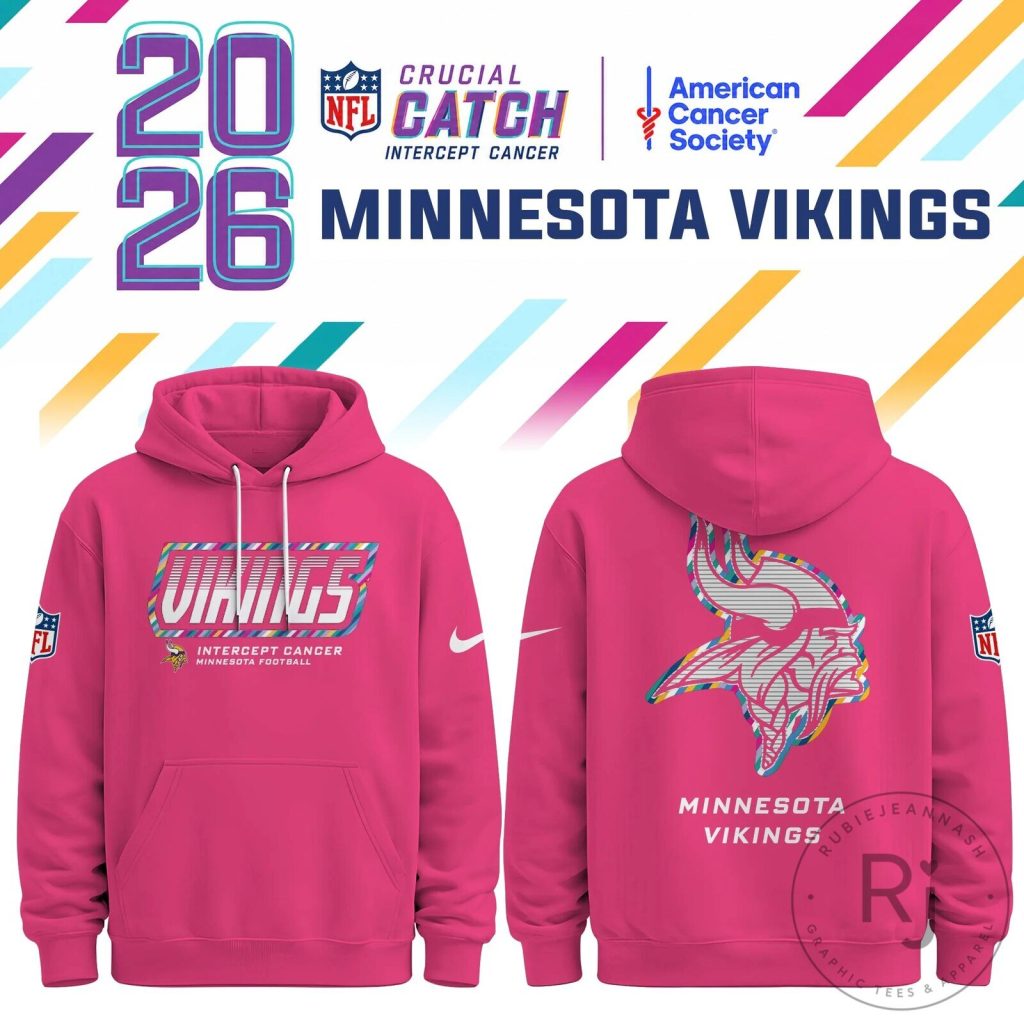 Minnesota Vikings Crucial Catch Intercept Cancer Pink Football Hoodie Minnesota Vikings Crucial Catch Intercept Cancer Pink Football Hoodie