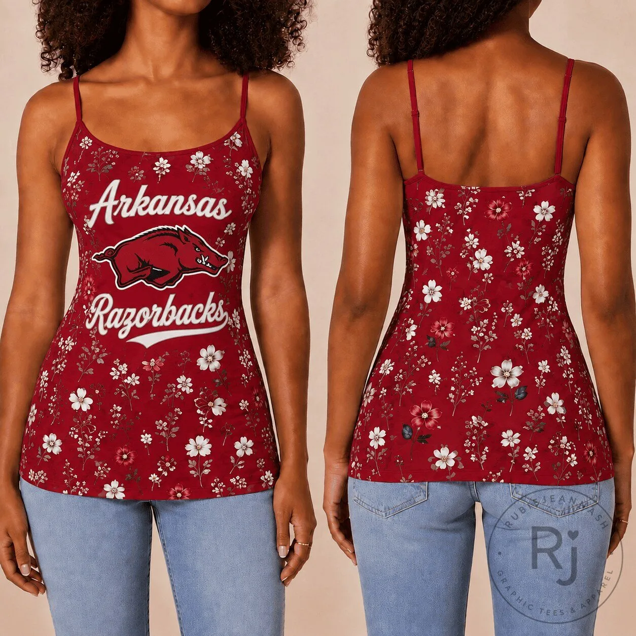 Arkansas Razorbacks Floral Pattern Women's Camisole Tank Top
