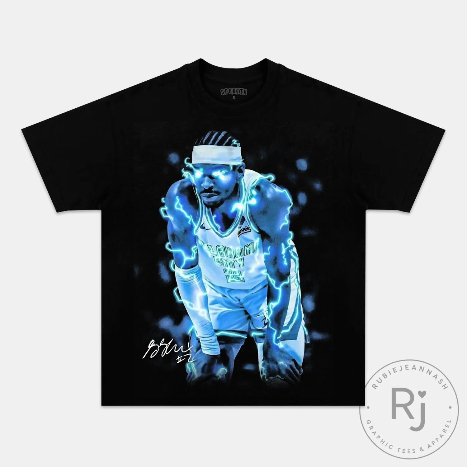Shai Gilgeous-Alexander NBA Basketball Player Lightning Effect T-Shirt 2 Shai Gilgeous-Alexander NBA Basketball Player Lightning Effect T-Shirt