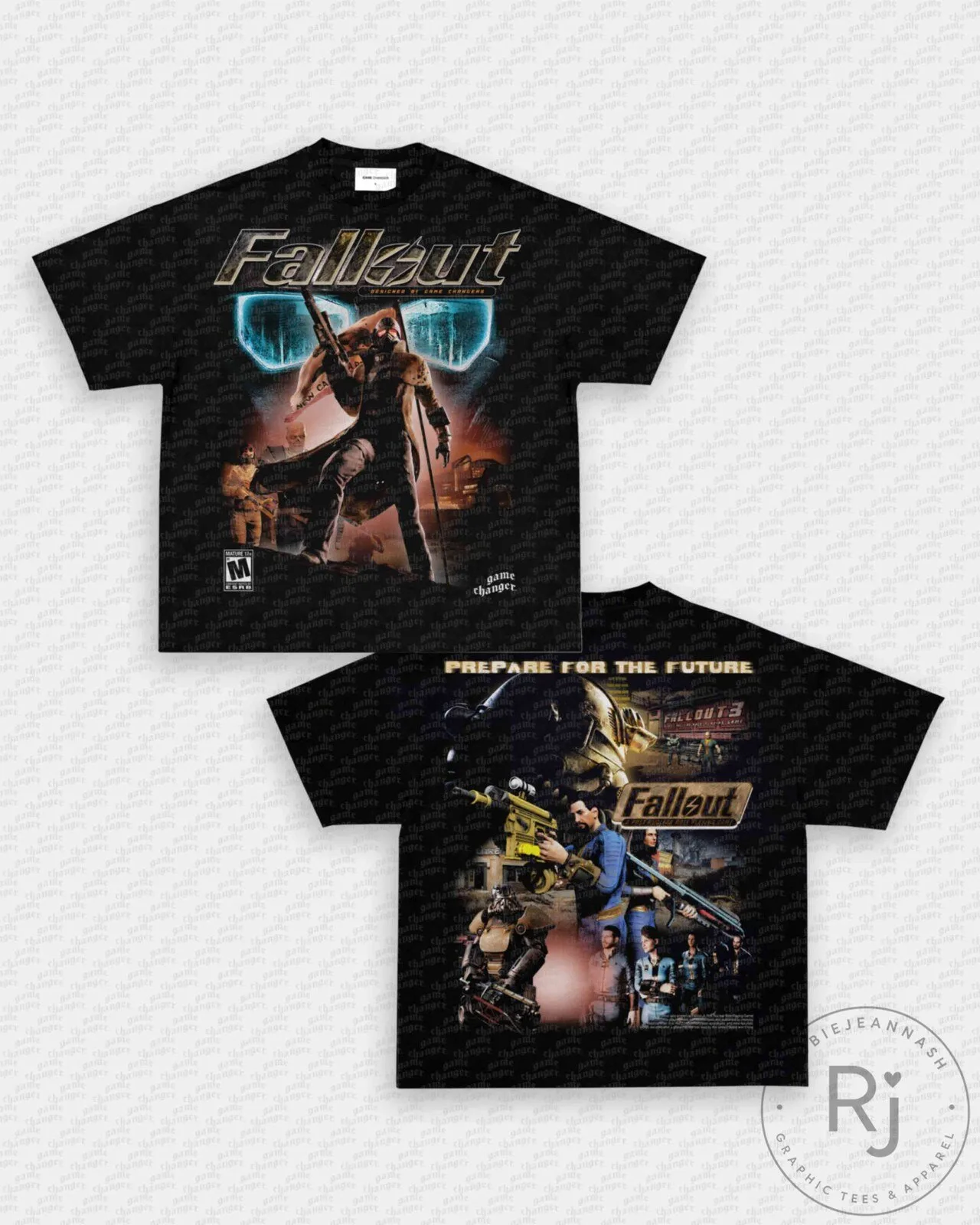 Fallout Video Game Series Black Graphic Print Short Sleeve T-Shirt