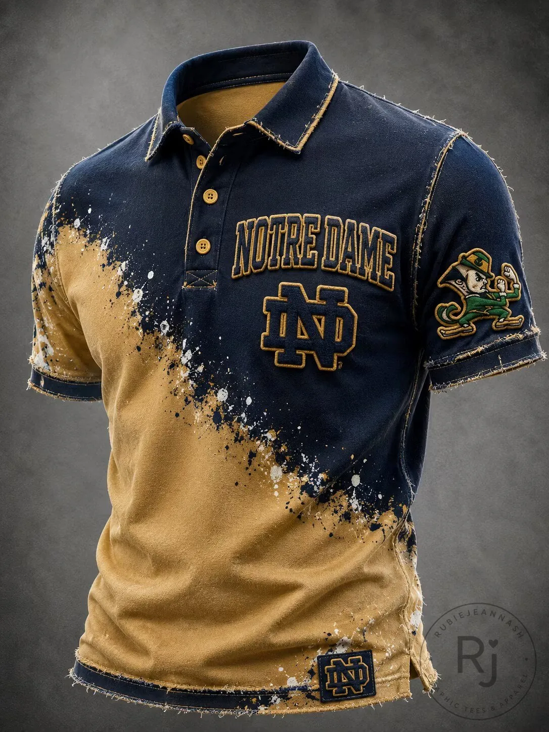 Notre Dame Fighting Irish Distressed College Football Polo Shirt