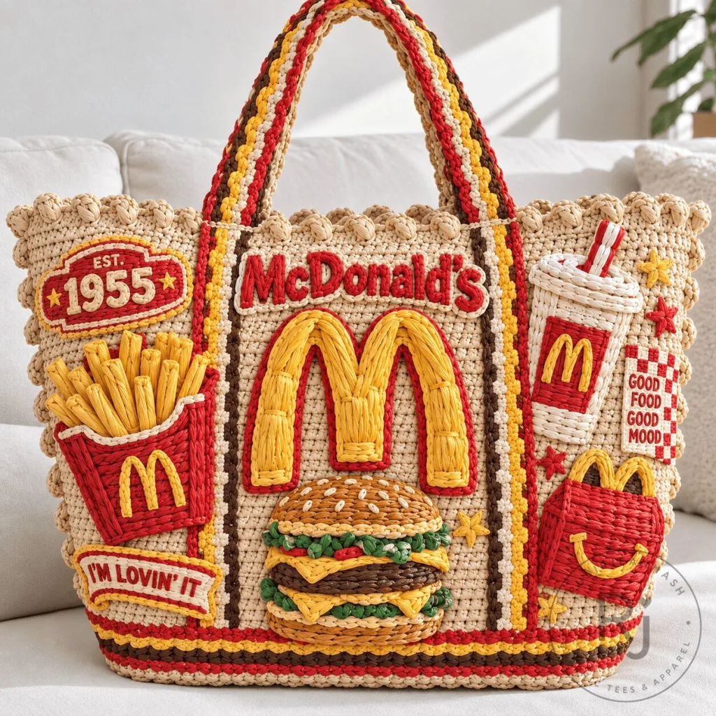 McDonald's Golden Arches Fast Food Straw Tote Bag McDonald's Golden Arches Fast Food Straw Tote Bag