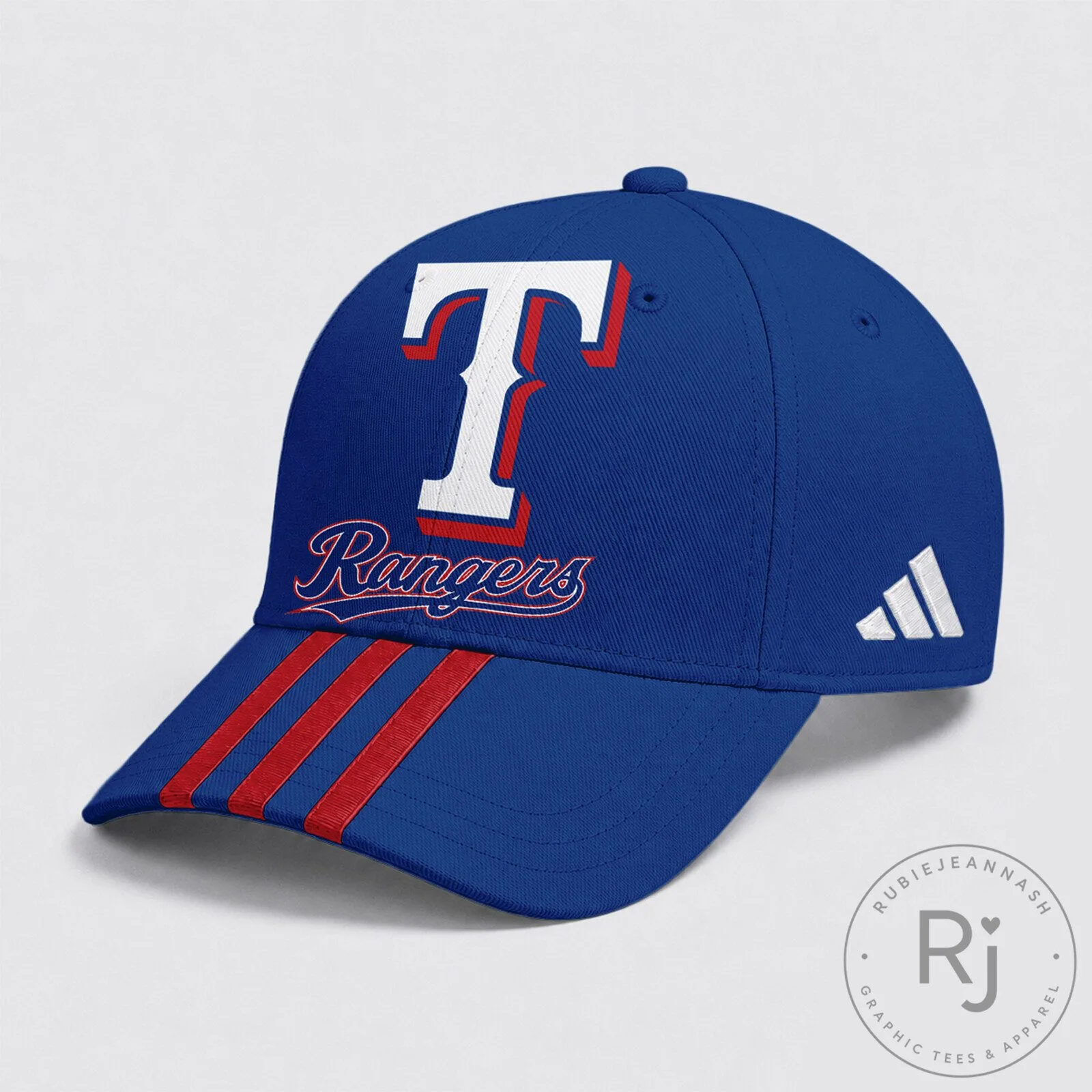 Embroidered Logo and Stripes Texas Rangers Fan Hat Cap