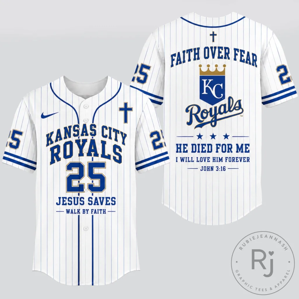 Kansas City Royals Baseball Faith Over Fear Jesus Saves Jersey 9 Kansas City Royals Baseball Faith Over Fear Jesus Saves Jersey