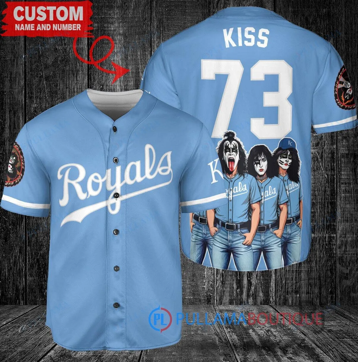 Kansas City Royals Baseball Team KISS Band World Series Champions Jersey