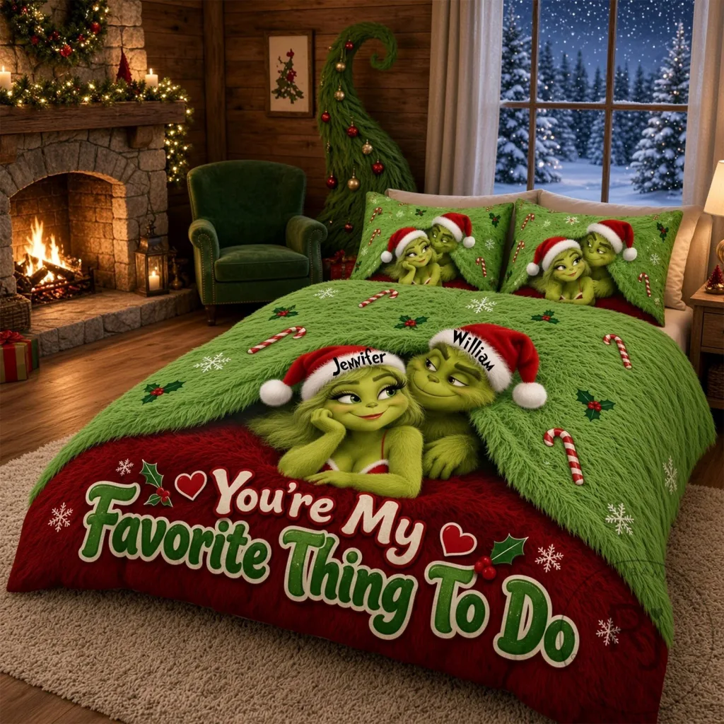grinch-and-grinchette-you-re-my-favorite-thing-to-do-christmas-quilt-bedding-set-featured Grinch and Grinchette You're My Favorite Thing To Do Christmas Quilt Bedding Set