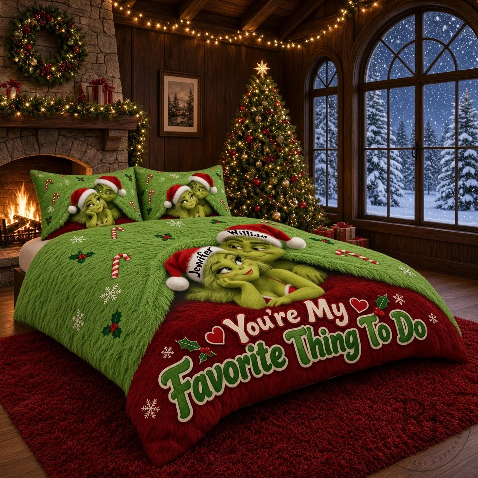 Grinch and Grinchette You're My Favorite Thing To Do Christmas Quilt Bedding Set 10 Grinch and Grinchette You