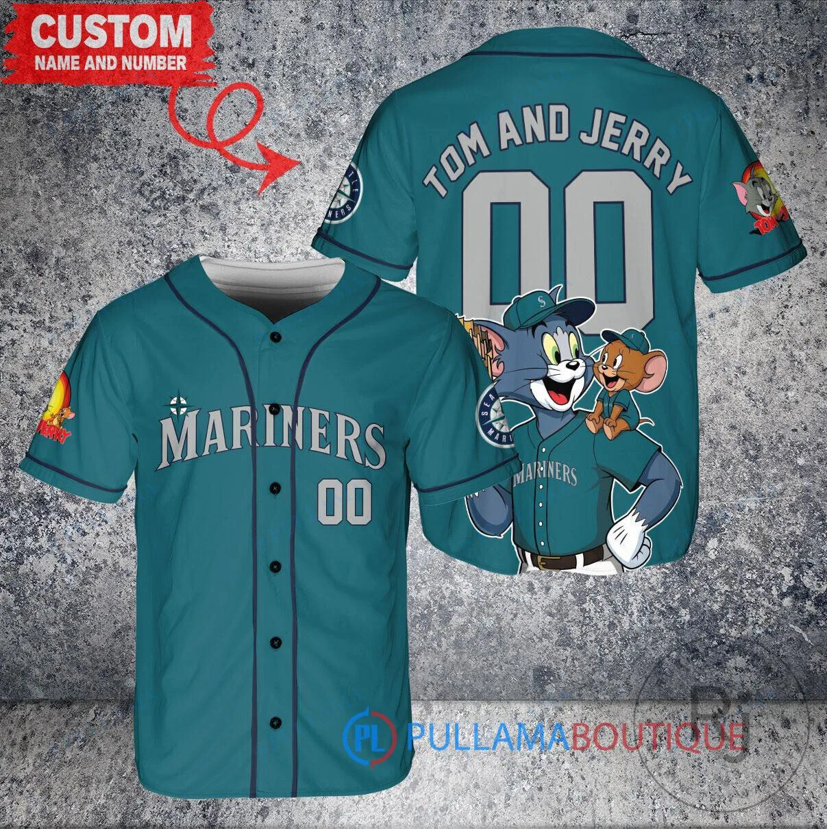 Seattle Mariners Baseball Tom and Jerry Cartoon Custom Jersey