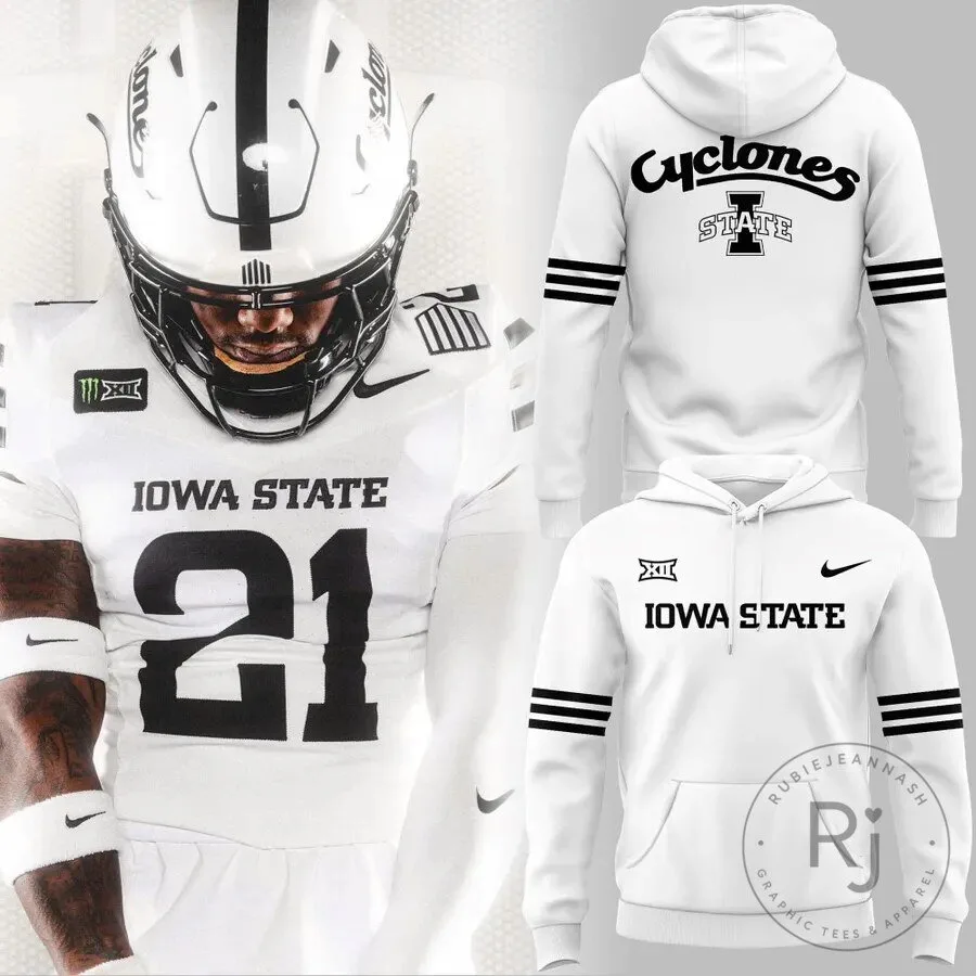 Iowa State Cyclones Football Team White Number 21 Fan Hoodie