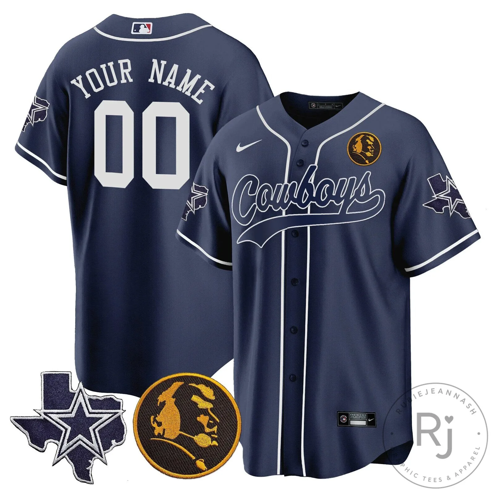 John Madden Dallas Cowboys Baseball Jersey Custom Name Number White 15 John Madden Dallas Cowboys Baseball Jersey Custom Name Number White