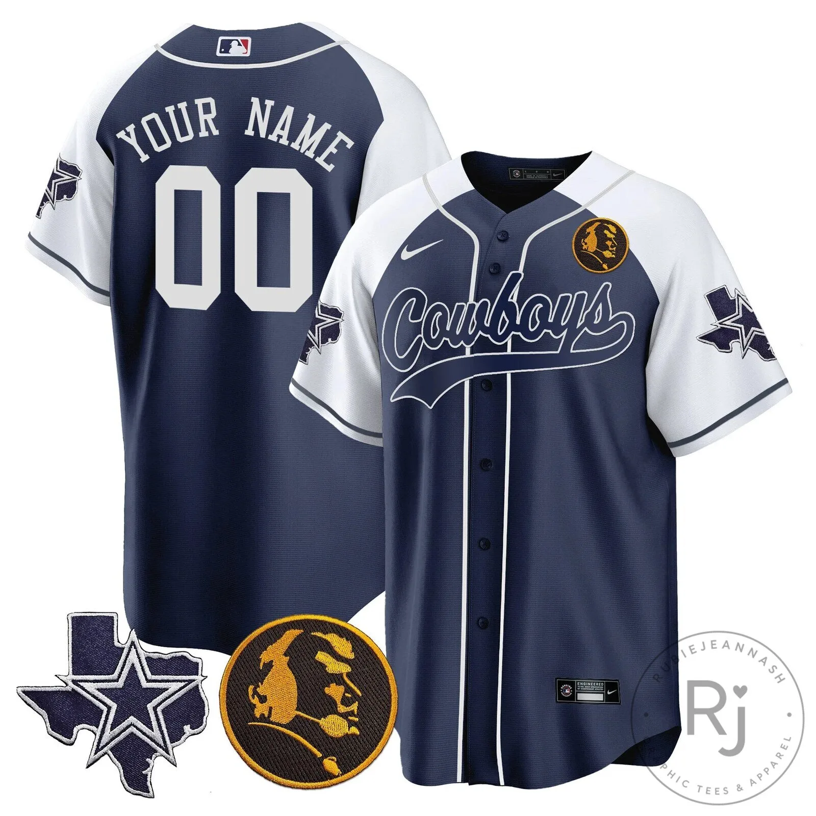 John Madden Dallas Cowboys Baseball Jersey Custom Name Number White 16 John Madden Dallas Cowboys Baseball Jersey Custom Name Number White