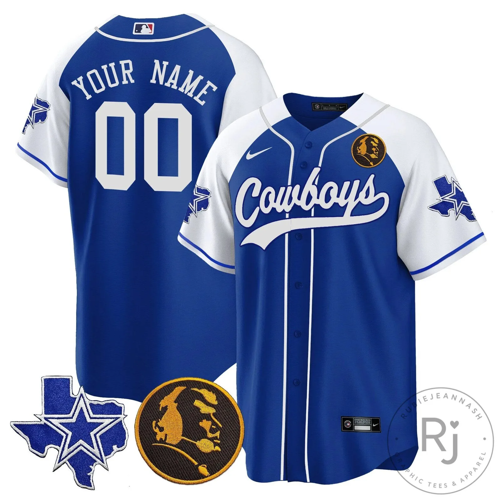 John Madden Dallas Cowboys Baseball Jersey Custom Name Number White 18 John Madden Dallas Cowboys Baseball Jersey Custom Name Number White