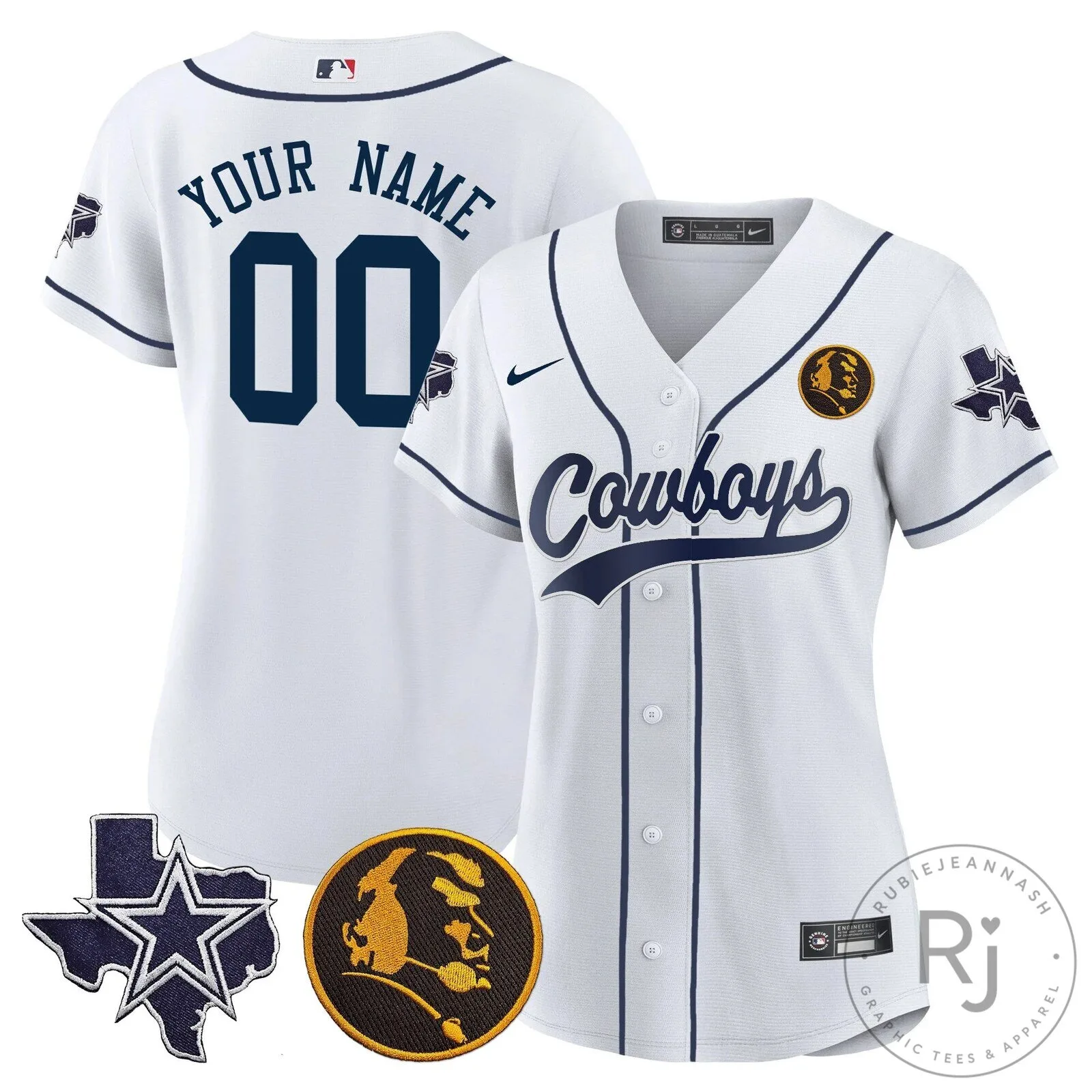 John Madden Dallas Cowboys Baseball Jersey Custom Name Number White 19 John Madden Dallas Cowboys Baseball Jersey Custom Name Number White