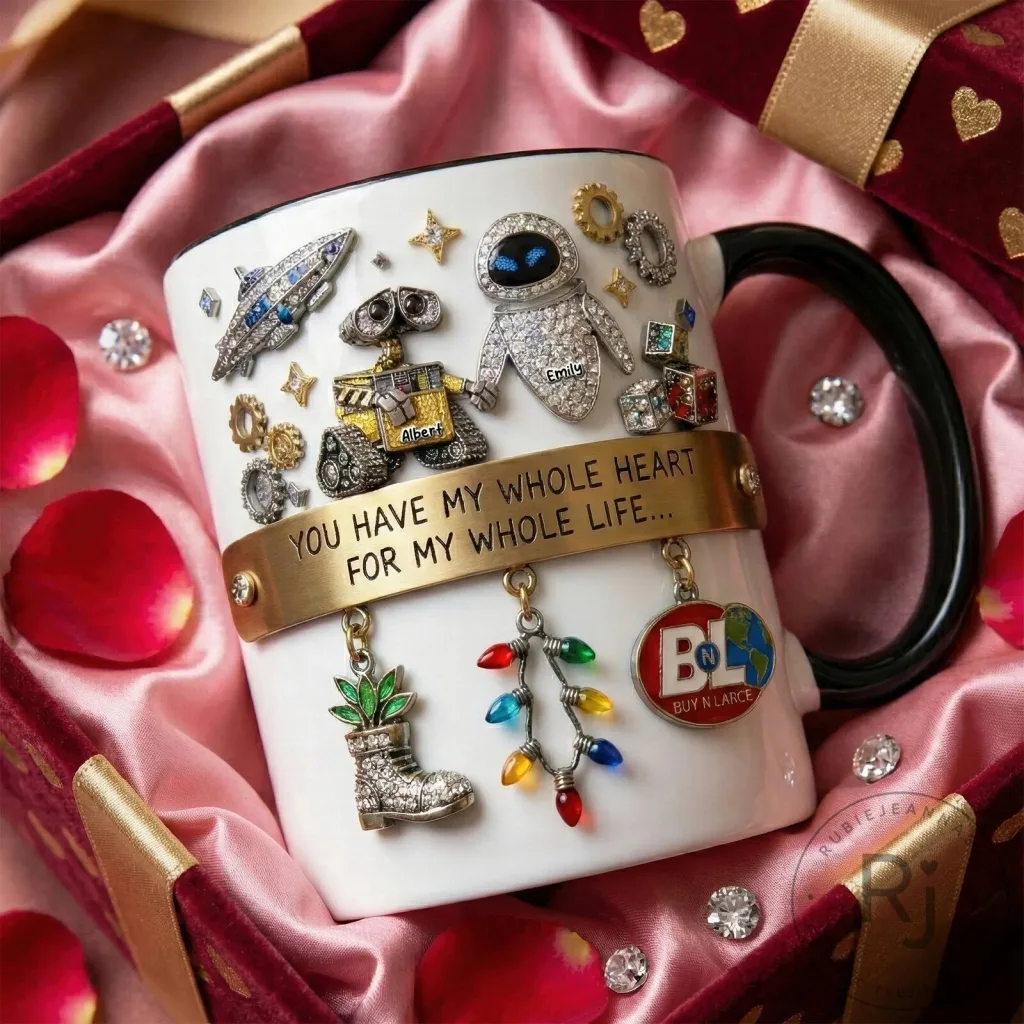 Wall-E and Eve Robot Couple Personalized Coffee Mug 1 Wall-E and Eve Robot Couple Personalized Coffee Mug