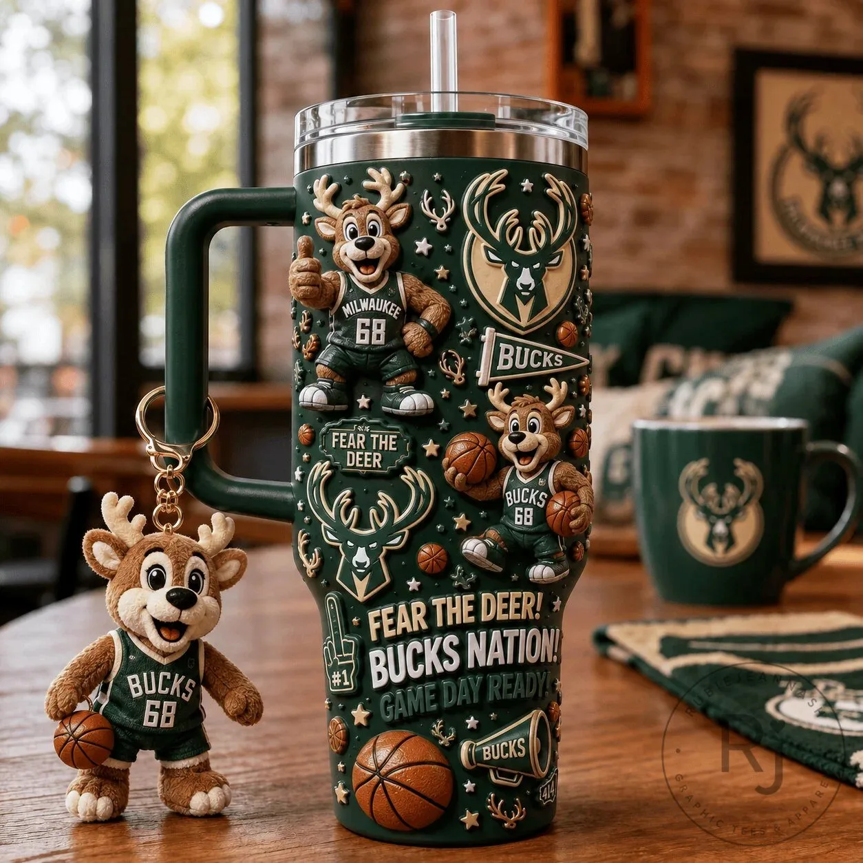 Milwaukee Bucks Fear The Deer NBA Basketball Team 40oz Tumbler 4 Milwaukee Bucks Fear The Deer NBA Basketball Team 40oz Tumbler