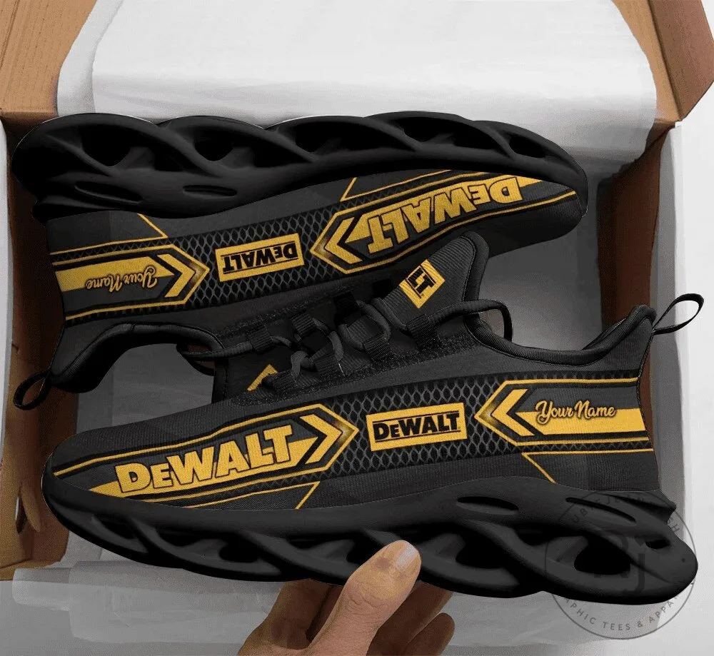 DeWalt Personalized Black and Yellow Logo Athletic Sports Shoes
