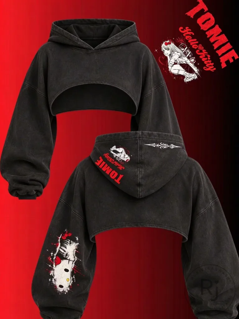 Tomie Junji Ito Hello Kitty Crossover Cropped Hoodie 40 Tomie Junji Ito Hello Kitty Crossover Cropped Hoodie