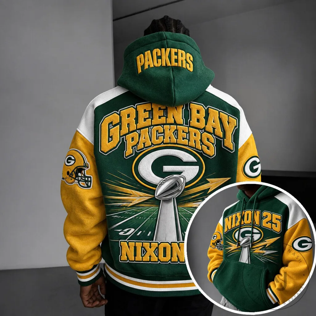 Green Bay Packers Super Bowl Champions Varsity Style Football Hoodie 37 Green Bay Packers Super Bowl Champions Varsity Style Football Hoodie