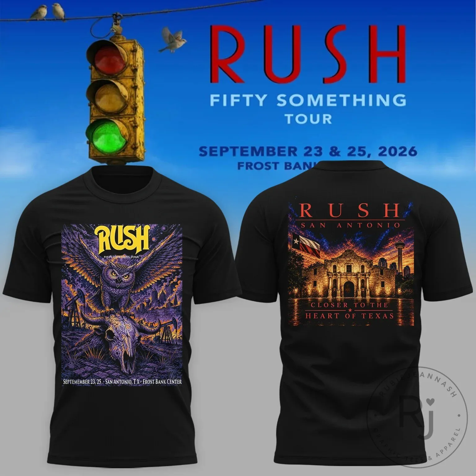 San Antonio Texas Fifty Something Tour Concert T-Shirt by Rush Band