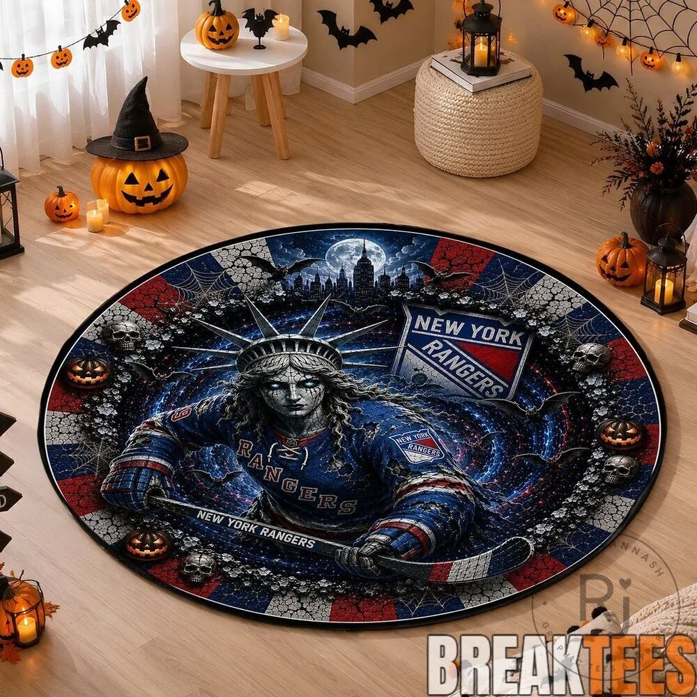 New York Rangers Halloween Statue of Liberty Round Quilted Rug