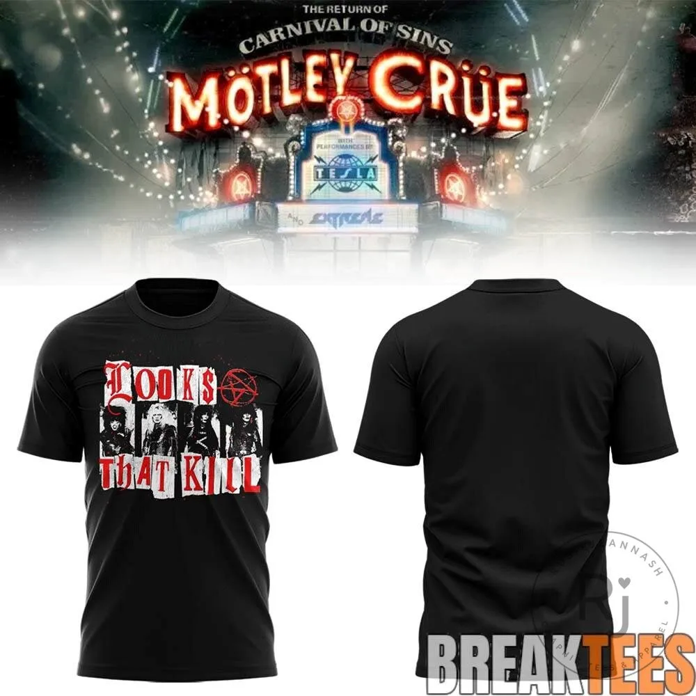 Motley Crue Looks That Kill Band Members Black T-Shirt