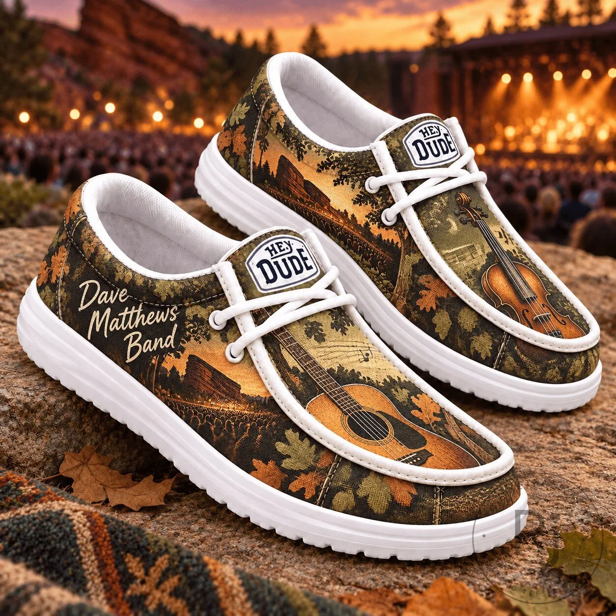Dave Matthews Band Guitar Sunset Concert Casual Loafer Shoes