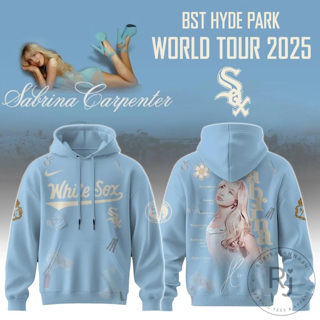 Sabrina Carpenter White Sox World Tour 2025 Light Blue Hoodie Sabrina Carpenter White Sox World Tour 2025 Light Blue Hoodie