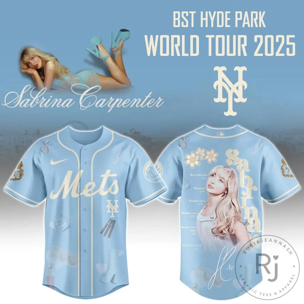 Sabrina Carpenter New York Mets Baseball Jersey Short N Sweet Tour 2025 Sabrina Carpenter New York Mets Baseball Jersey Short N Sweet Tour 2025