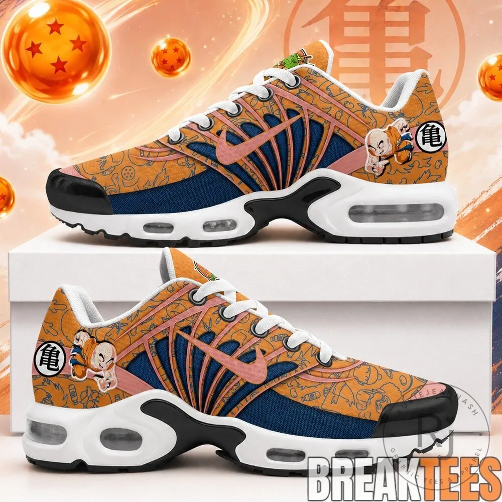 Dragon Ball Z Krillin Character Orange Blue Athletic Running Shoes