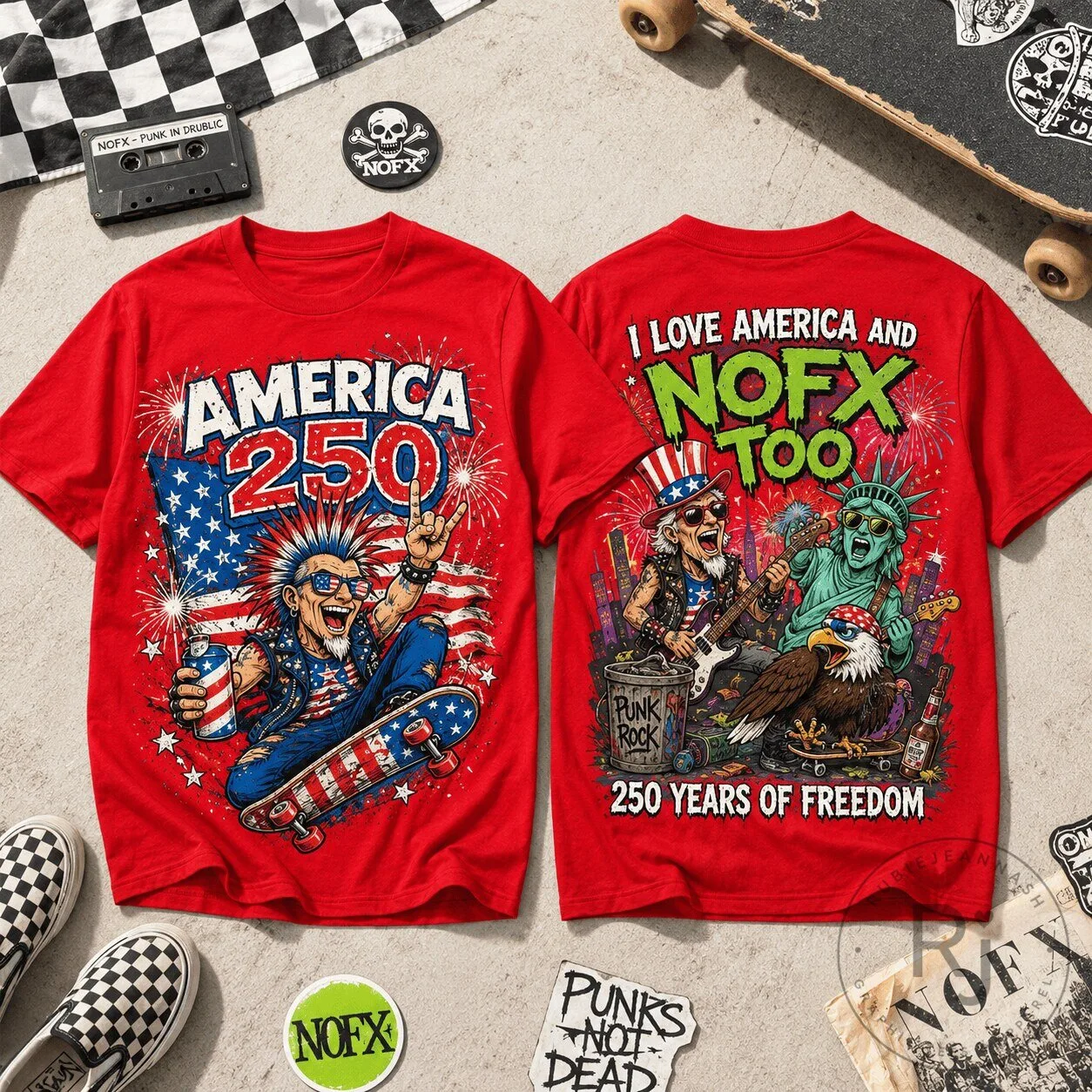NOFX I Love America And NOFX Too 250 Years Of Freedom Patriotic Punk Rock T-Shirt 2 NOFX I Love America And NOFX Too 250 Years Of Freedom Patriotic Punk Rock T-Shirt