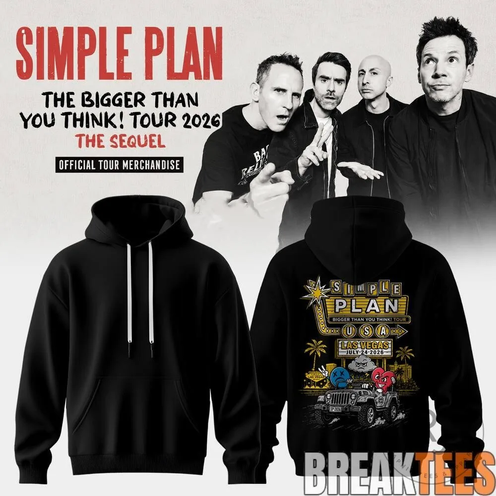 Official Merchandise Hoodie for Simple Plan's The Bigger Than You Think Tour 2026 Sequel 2 Official Merchandise Hoodie for Simple Plan's The Bigger Than You Think Tour 2026 Sequel