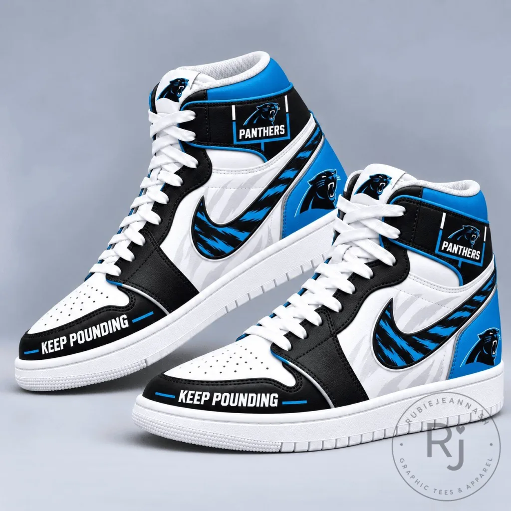 Carolina Panthers Team Logo Pattern High-Top Sneakers Carolina Panthers Team Logo Pattern High-Top Sneakers