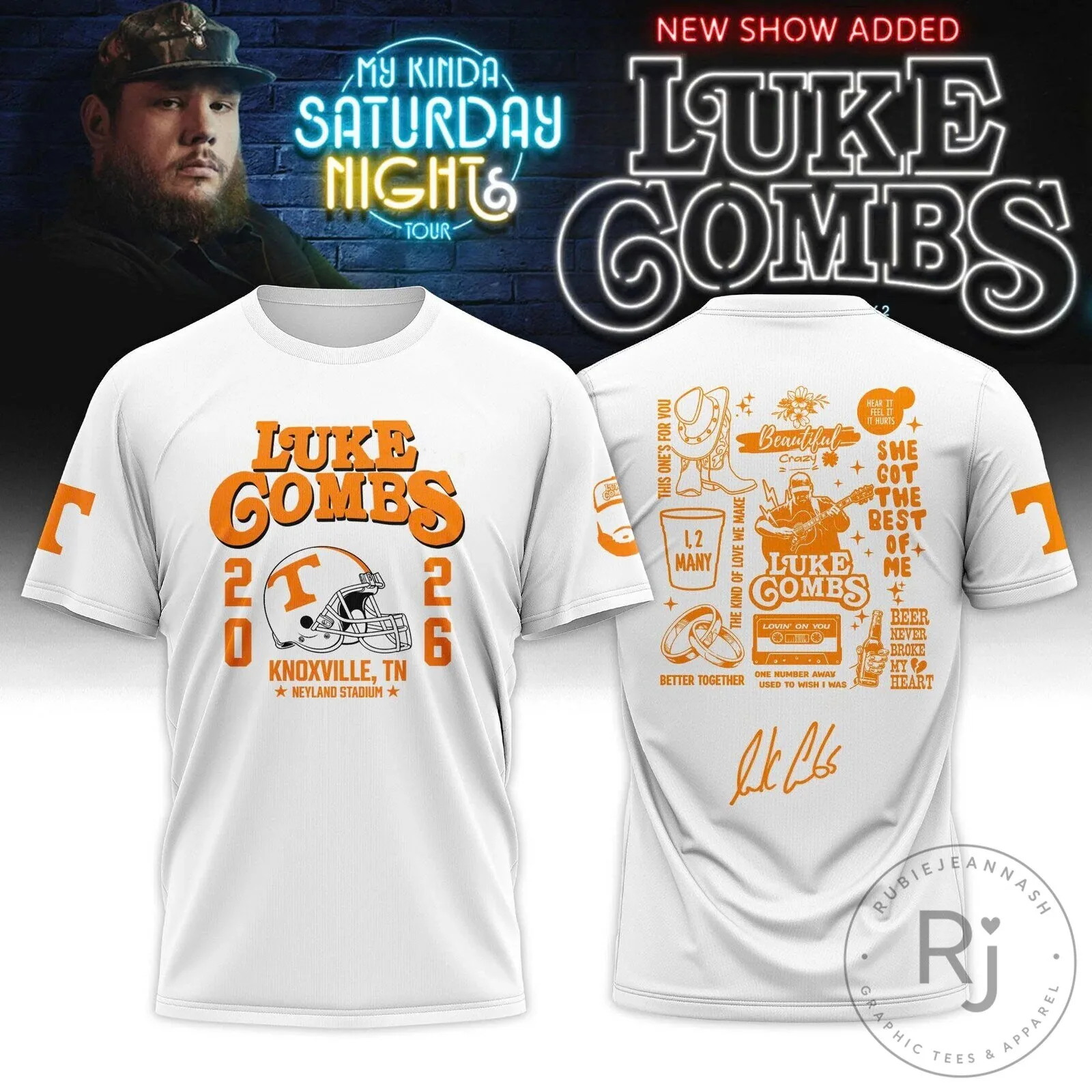Go Vols Luke Combs My Kinda Saturday Night Tour 2026 Knoxville T-Shirt
