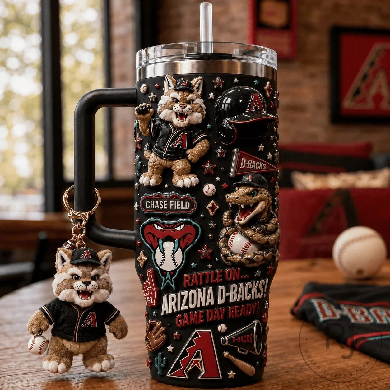 Arizona Diamondbacks Baseball Team Fan Art Black Insulated Tumbler