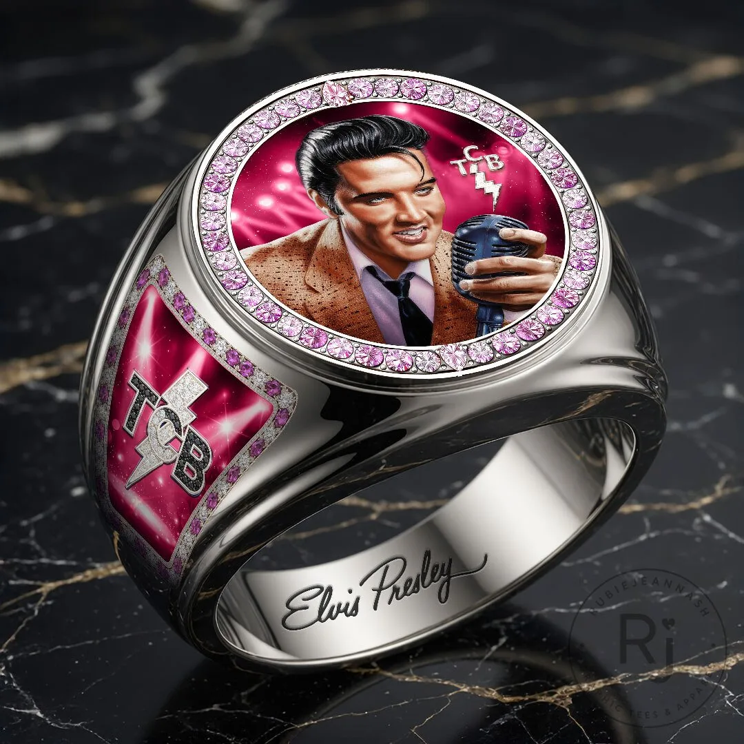 Elvis Presley Taking Care of Business Gold Tone Ring 7 Elvis Presley Taking Care of Business Gold Tone Ring