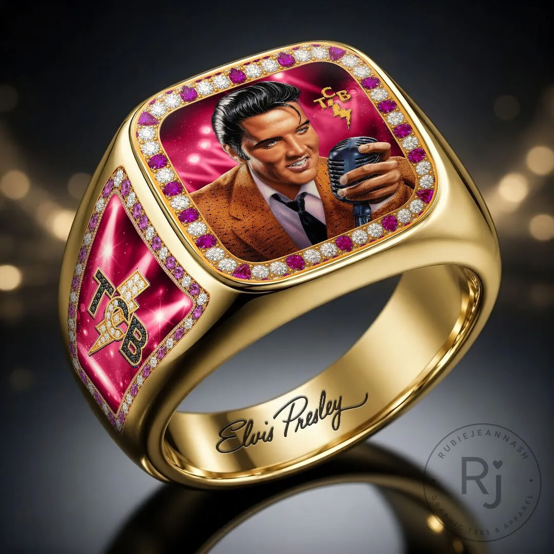 Elvis Presley Taking Care of Business Gold Tone Ring 8 Elvis Presley Taking Care of Business Gold Tone Ring