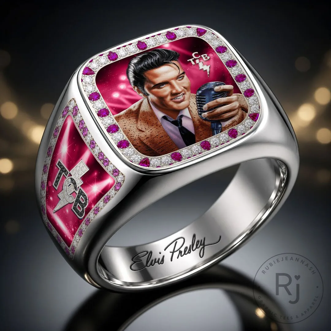 Elvis Presley Taking Care of Business Gold Tone Ring 9 Elvis Presley Taking Care of Business Gold Tone Ring