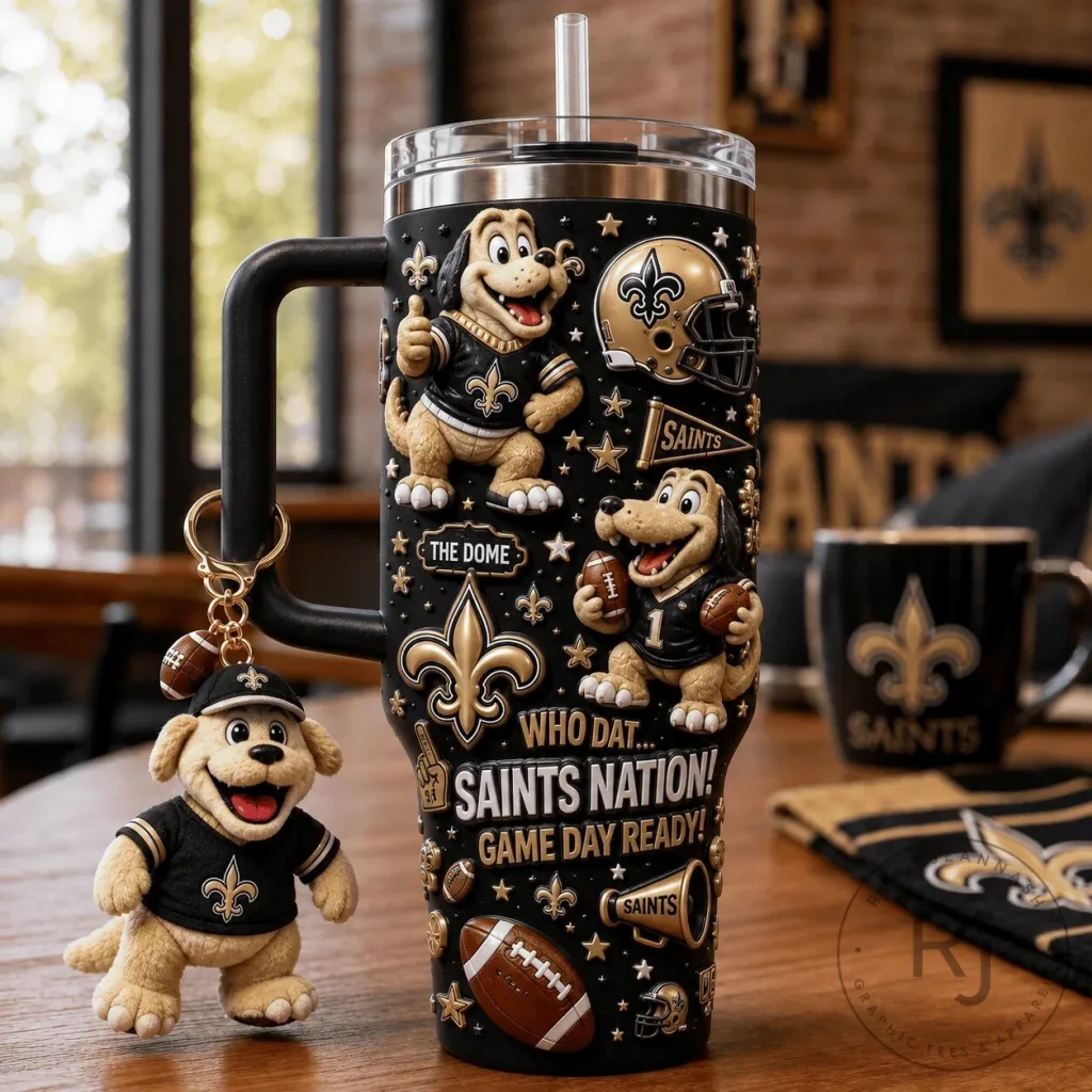 New Orleans Saints Football Team Game Day Ready Black Tumbler with Handle New Orleans Saints Football Team Game Day Ready Black Tumbler with Handle