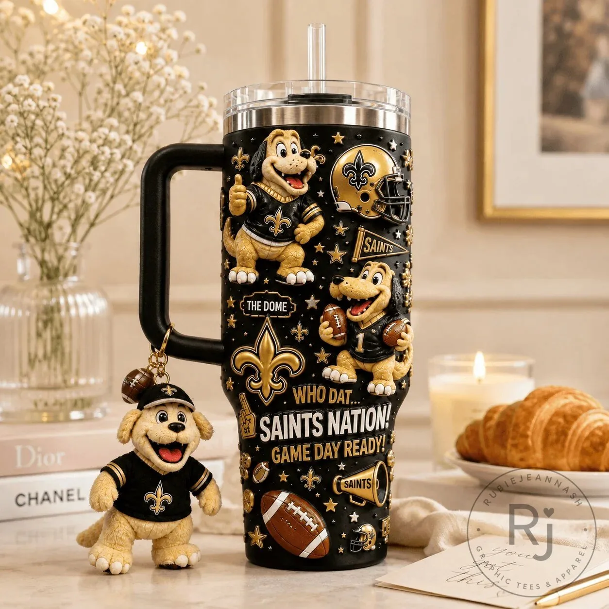New Orleans Saints Football Team Game Day Ready Black Tumbler with Handle 9 New Orleans Saints Football Team Game Day Ready Black Tumbler with Handle