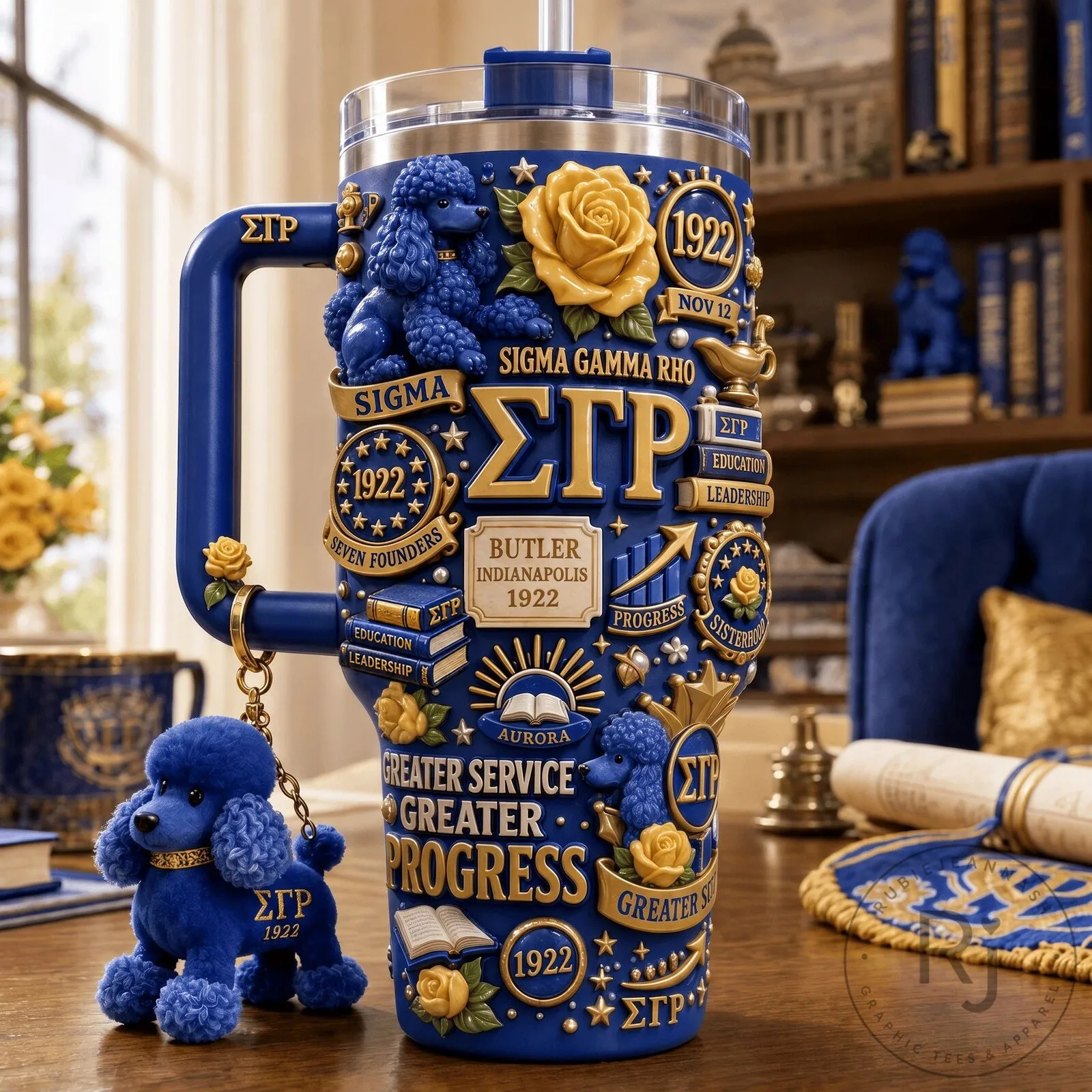 Sigma Gamma Rho Sorority Royal Blue 40oz Tumbler with Handle 3 Sigma Gamma Rho Sorority Royal Blue 40oz Tumbler with Handle
