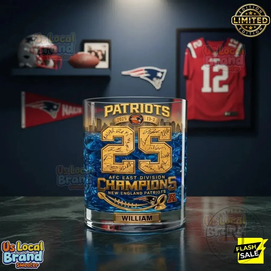 New England Patriots AFC East Champions 2025 Commemorative Drinking Glass