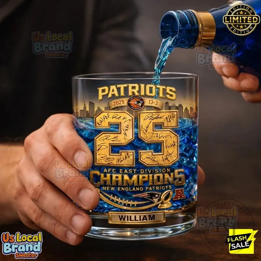 New England Patriots AFC East Champions 2025 Commemorative Drinking Glass 7 New England Patriots AFC East Champions 2025 Commemorative Drinking Glass
