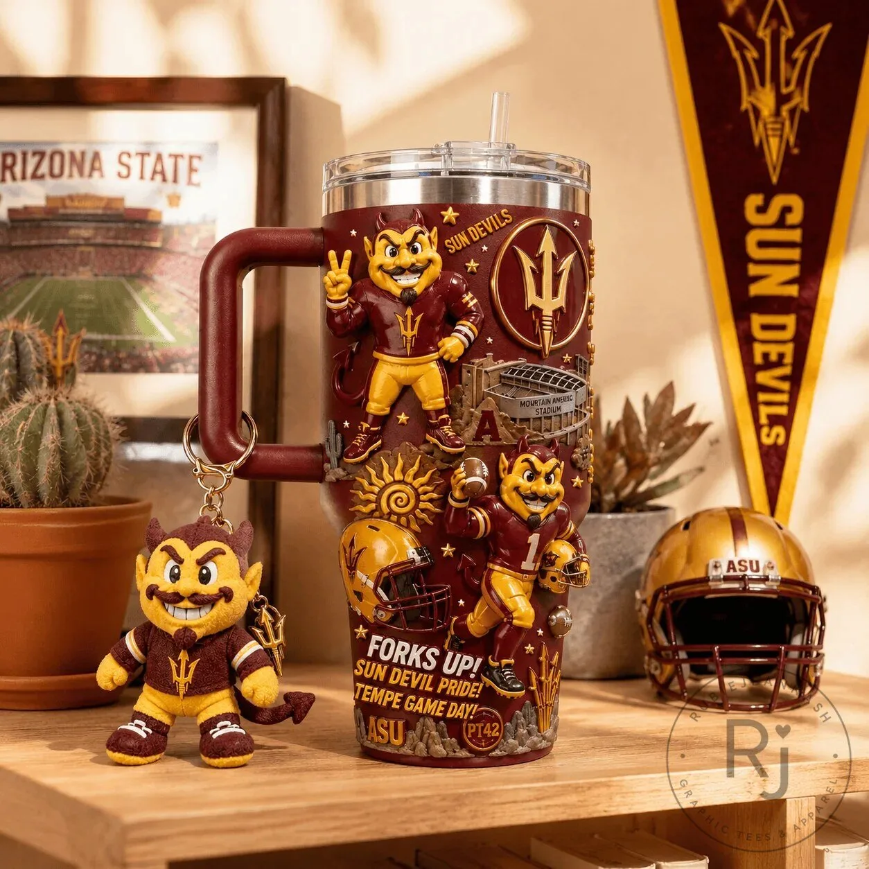Arizona State Sun Devils Football Team 40oz Stainless Steel Tumbler with Handle 8 Arizona State Sun Devils Football Team 40oz Stainless Steel Tumbler with Handle