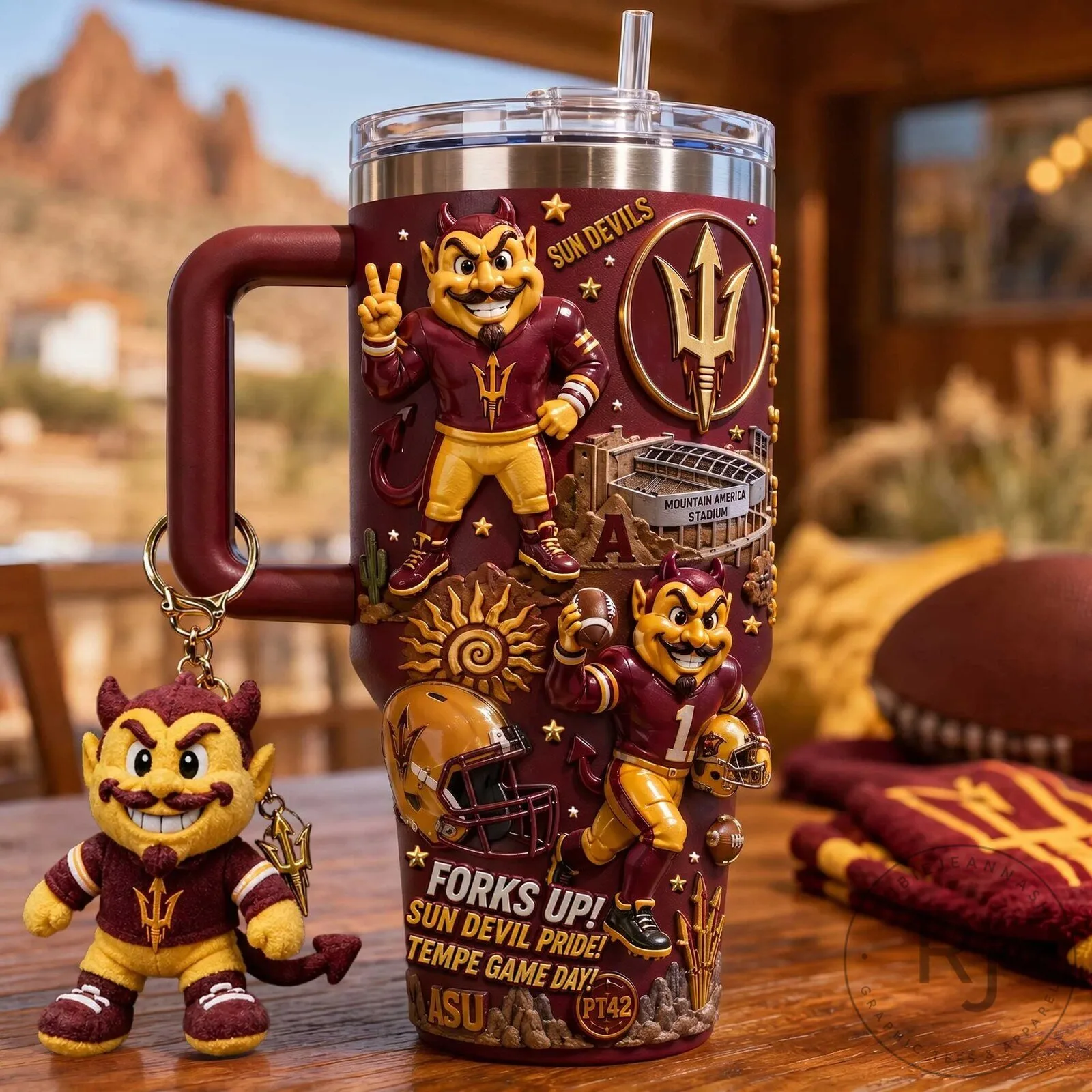 Arizona State Sun Devils Football Team 40oz Stainless Steel Tumbler with Handle 9 Arizona State Sun Devils Football Team 40oz Stainless Steel Tumbler with Handle