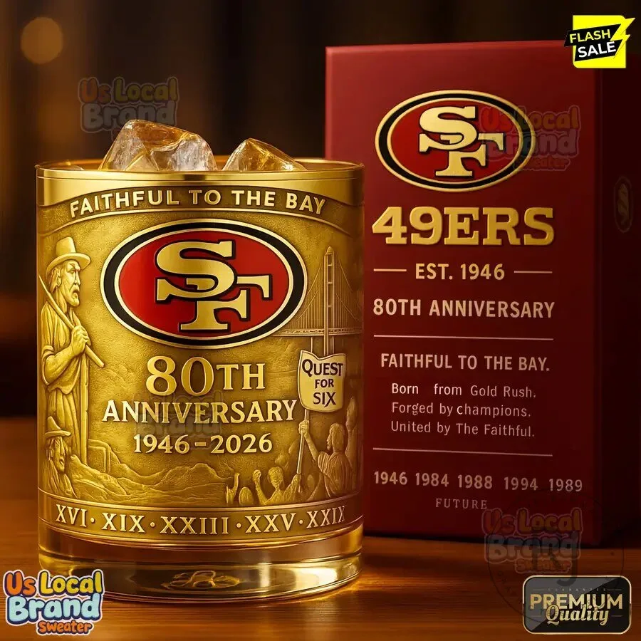 San Francisco 49ers 80th Anniversary Faithful To The Bay Whiskey Drinking Glass 7 San Francisco 49ers 80th Anniversary Faithful To The Bay Whiskey Drinking Glass