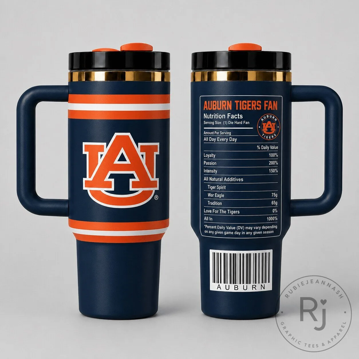 Auburn Tigers Fan Nutrition Facts Insulated Tumbler with Handle