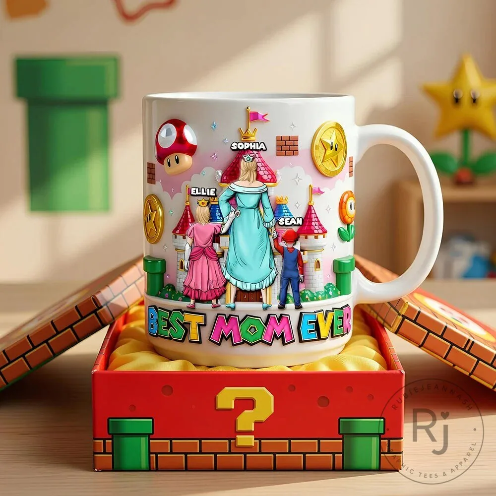 Super Mario Brothers Best Mom Ever Personalized Princess Peach and Kids Mug 9 Super Mario Brothers Best Mom Ever Personalized Princess Peach and Kids Mug