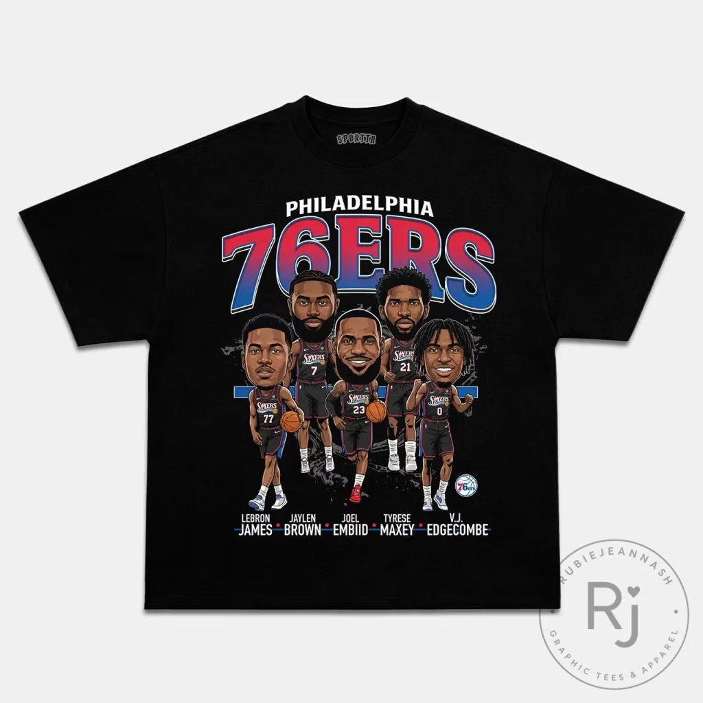 Philadelphia 76ers Big Five Cartoon Caricature T-Shirt Philadelphia 76ers Big Five Cartoon Caricature T-Shirt