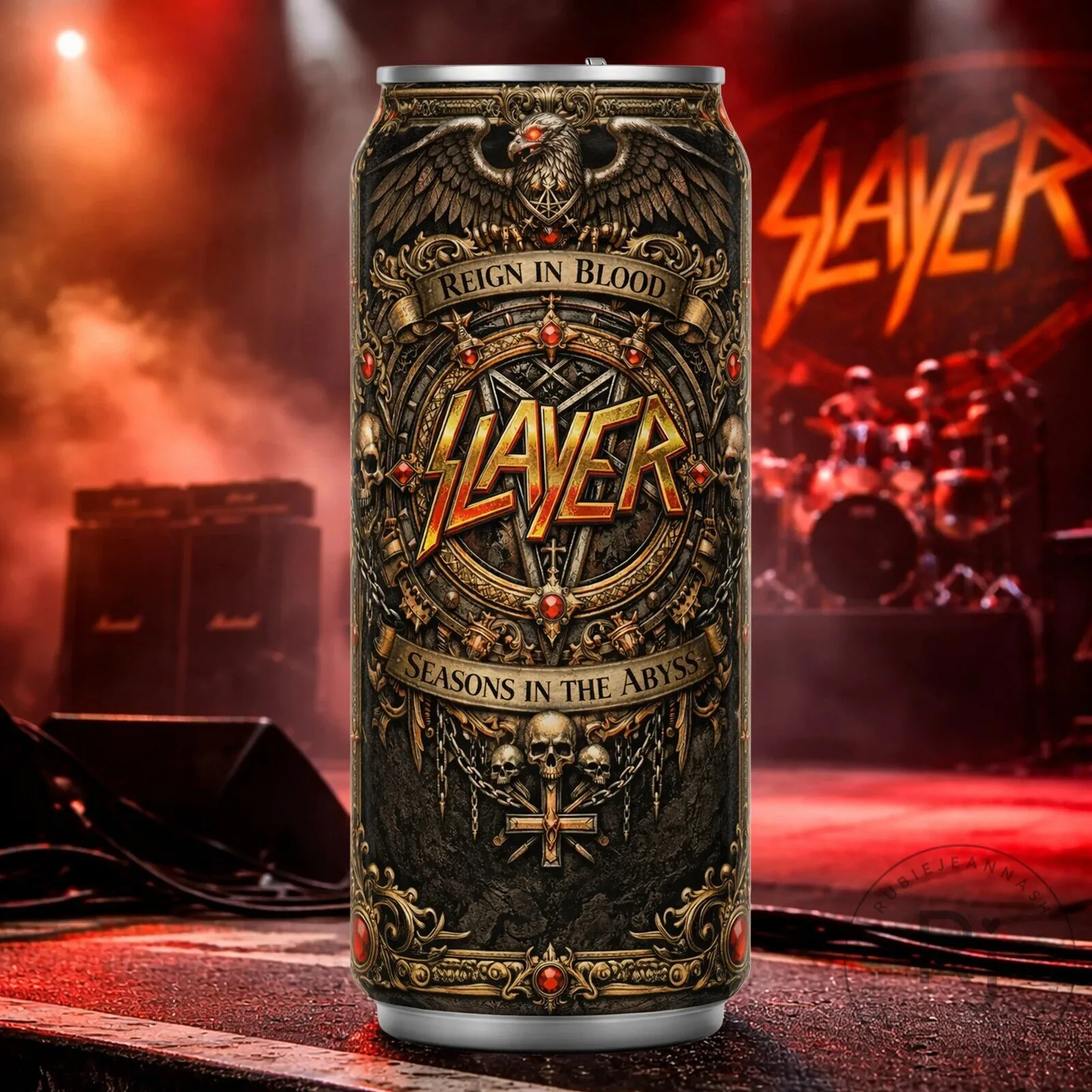 Slayer Reign In Blood Seasons In The Abyss Eagle Crest Can Shaped Tumbler